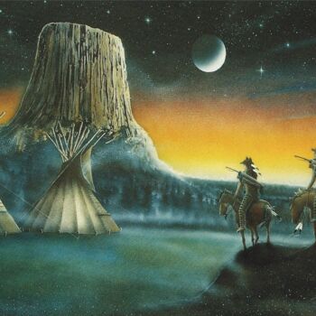 Schilderij getiteld "El Tonweyapi" door Michael Lee Willcuts, Origineel Kunstwerk, Airbrush