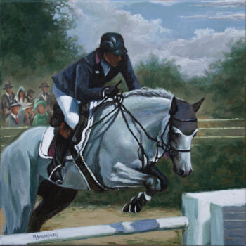 Pintura titulada "Horse jump 2" por Michael Nowakowski, Obra de arte original, Oleo Montado en Bastidor de camilla de madera