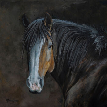 Peinture intitulée "Horse portrait" par Michael Nowakowski, Œuvre d'art originale, Huile Monté sur Châssis en bois