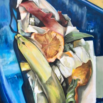 Painting titled "Biotonne mit Banane" by Michael Rehr-Hoffmann, Original Artwork, Acrylic
