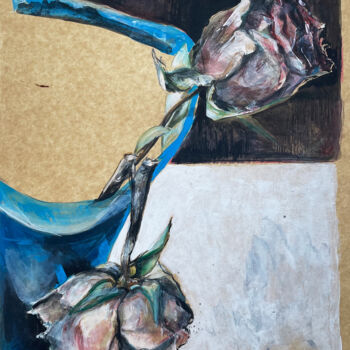 Drawing titled "Verwelkte Rose in b…" by Michael Rehr-Hoffmann, Original Artwork, Acrylic