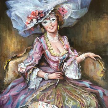 Peinture intitulée "Woman at the Carniv…" par Michael Slutsker, Œuvre d'art originale, Huile