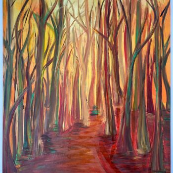 Painting titled "Mystischer Wald - m…" by Michaela Melanie Pavic - Mmp Soul Art - Spirituelle Kunst, Original Artwork, Acryl…