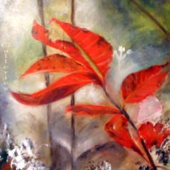 Pintura titulada "Red Leaves In Morni…" por Michaela Akers, Obra de arte original