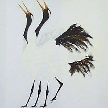 Painting titled "Cranes" by Michaela Akers, Original Artwork