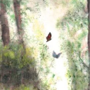 Painting titled "Butterfly Forest" by Michaela Akers, Original Artwork