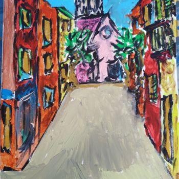 Malerei mit dem Titel "Strada verso la chi…" von Michael "Manuel" Deeley, Original-Kunstwerk, Acryl