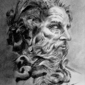 Dessin intitulée "Charcoal Sketch" par Michael Dellinger, Œuvre d'art originale, Fusain