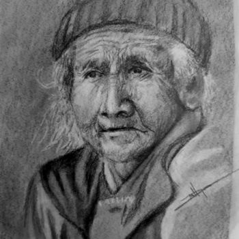 Drawing titled "Charcoal Portrait" by Michael Dellinger, Original Artwork, Charcoal