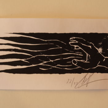 Printmaking titled "Die Hand" by Michael Gläßer, Original Artwork, Xylography