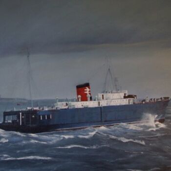 Painting titled "The Suffolk Ferry" by Michael Land, Original Artwork, Oil