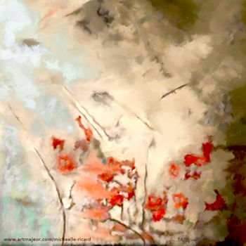 Painting titled "" coquelicots"" by Michaelle Ricard, Original Artwork, Acrylic Mounted on Wood Stretcher frame