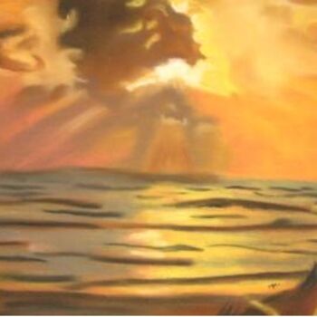 Peinture intitulée "Coucher de soleil" par Michago, Œuvre d'art originale