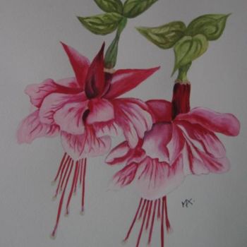 Painting titled "Fuchsias" by Michago, Original Artwork