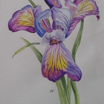 Painting titled "Iris bleu" by Michago, Original Artwork