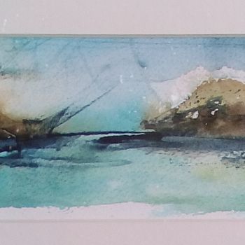 Schilderij getiteld "abstract islands" door Michail Kalokairinos, Origineel Kunstwerk, Aquarel