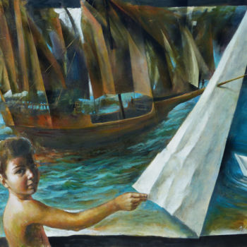 Malerei mit dem Titel "Long journey dream" von Michał Kwarciak, Original-Kunstwerk, Öl
