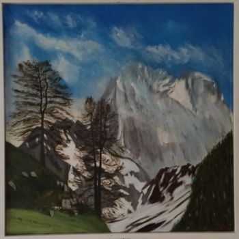 Painting titled "Mont viso (Italie)" by Hervé Michal (Harvey.m), Original Artwork, Acrylic Mounted on Wood Stretcher frame