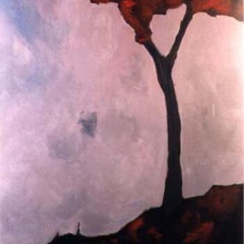 Schilderij getiteld "Red Tree." door Michal Ashkenasi, Origineel Kunstwerk