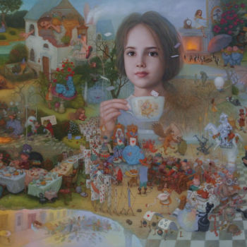 Painting titled "Алиса (Alice)" by Mikhail Lobyrev (Micha Lobi), Original Artwork, Oil