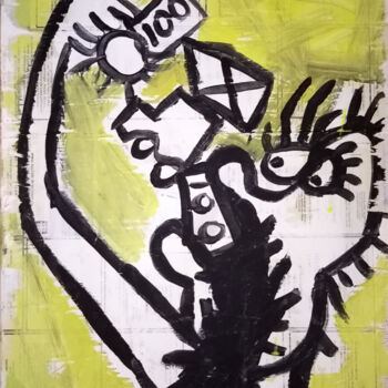 Картина под названием "Gier" - Michael Meles, Подлинное произведение искусства, Акрил Установлен на Деревянная рама для носи…