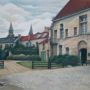 Peinture intitulée "L'entrée de l'Abbaye" par Christian Michaut, Œuvre d'art originale, Huile