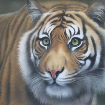 绘画 标题为“Le Tigre à l'affut” 由Christian Michaut, 原创艺术品, 油