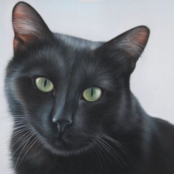 Peinture intitulée "Mortimer,Le Chat" par Christian Michaut, Œuvre d'art originale, Huile