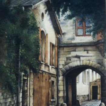 Peinture intitulée "Le Porche, Passage…" par Christian Michaut, Œuvre d'art originale, Huile