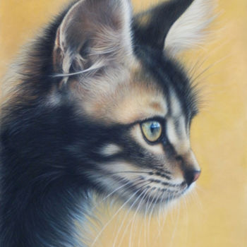 Pintura intitulada "Monet, le jeune chat" por Christian Michaut, Obras de arte originais
