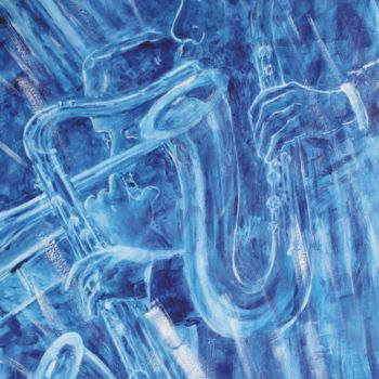 Painting titled "Jazz-men" by Michel Adam, Original Artwork, Acrylic