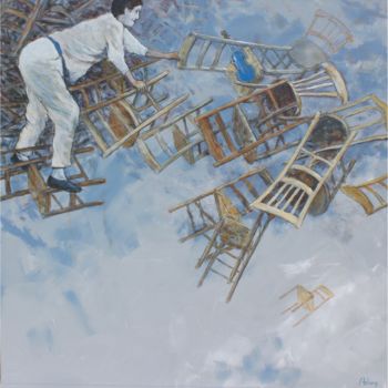 Картина под названием "Un air de chaises" - Michel Adam, Подлинное произведение искусства, Акрил