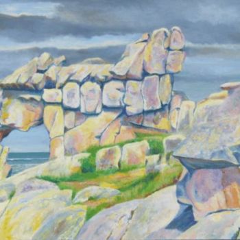 Painting titled "Granit Breton" by Michel Adam, Original Artwork