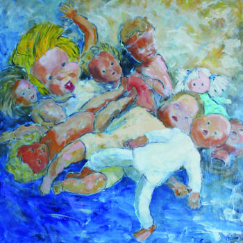 Painting titled "Poupées 2" by Michel Adam, Original Artwork, Acrylic