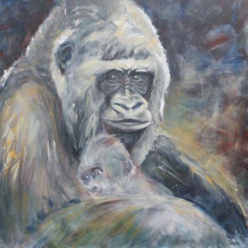 Pintura intitulada "Gorille-1.jpg" por Michel Adam, Obras de arte originais, Acrílico
