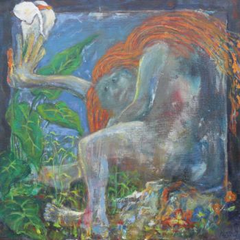 Painting titled "Fleur du mal1" by Michel Adam, Original Artwork, Acrylic