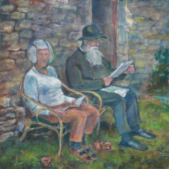 Pintura intitulada "L'heure du thé" por Michel Adam, Obras de arte originais, Acrílico