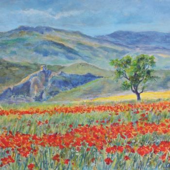 Painting titled "Coquelicots 2" by Michel Adam, Original Artwork