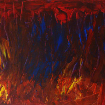 Malerei mit dem Titel "Un monde en feu" von Michel Aucoin, Original-Kunstwerk, Acryl