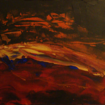 Painting titled "Univers volcanique" by Michel Aucoin, Original Artwork, Acrylic