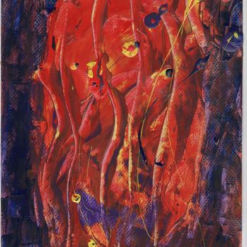 Painting titled "Feu de la vie" by Michel Aucoin, Original Artwork, Acrylic