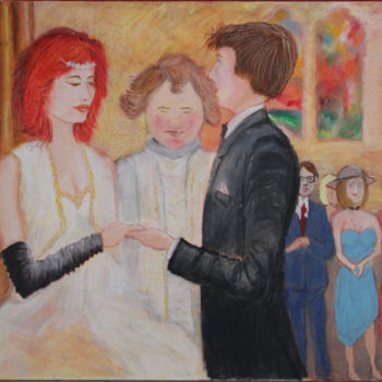 Peinture intitulée "Les mariés" par Michel Béné, Œuvre d'art originale, Acrylique Monté sur Châssis en bois