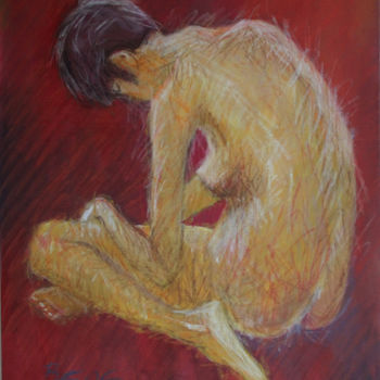 Painting titled "Mélanie" by Michel Béné, Original Artwork, Pastel Mounted on Wood Stretcher frame