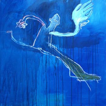 Painting titled "Homme courant - bleu" by Michel Berberian, Original Artwork