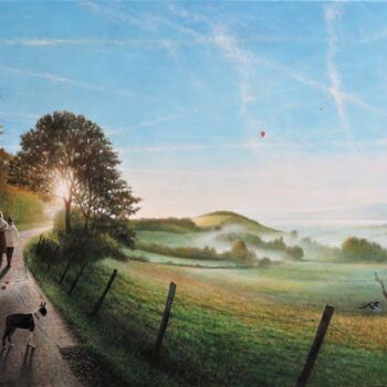 Malerei mit dem Titel ""La route barrée" -…" von Michel Borro, Original-Kunstwerk, Öl