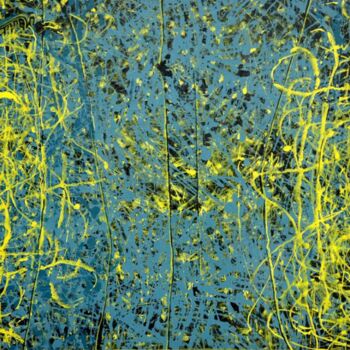 Pittura intitolato "entrelac jaune et b…" da Michel Buret, Opera d'arte originale