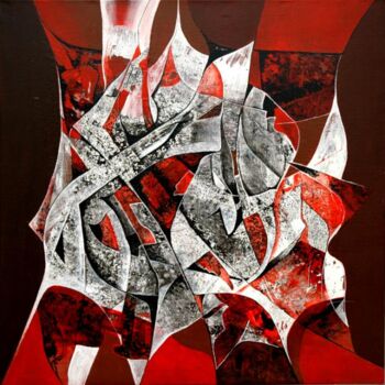 Malerei mit dem Titel "flux rouge" von Michel Buret, Original-Kunstwerk
