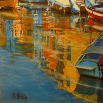 Peinture intitulée "reflets-a-burano.jpg" par Michel Camo, Œuvre d'art originale, Aquarelle