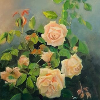 Peinture intitulée "le-rosier-30x40-cm-…" par Michel Camo, Œuvre d'art originale