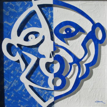 Painting titled "tete-bleue.jpg" by Michel Castanier, Original Artwork, Acrylic